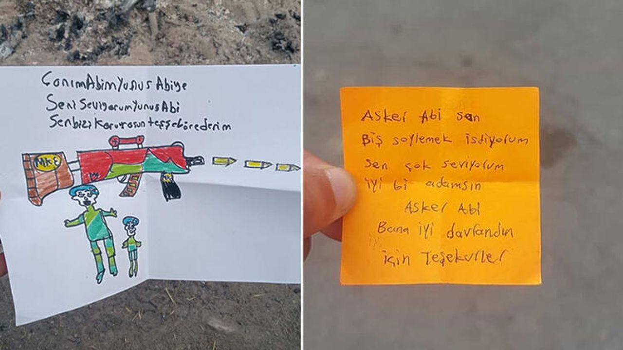 Deprem bölgesinde öğrencilerden askerleri duygulandıran resim ve mektuplar