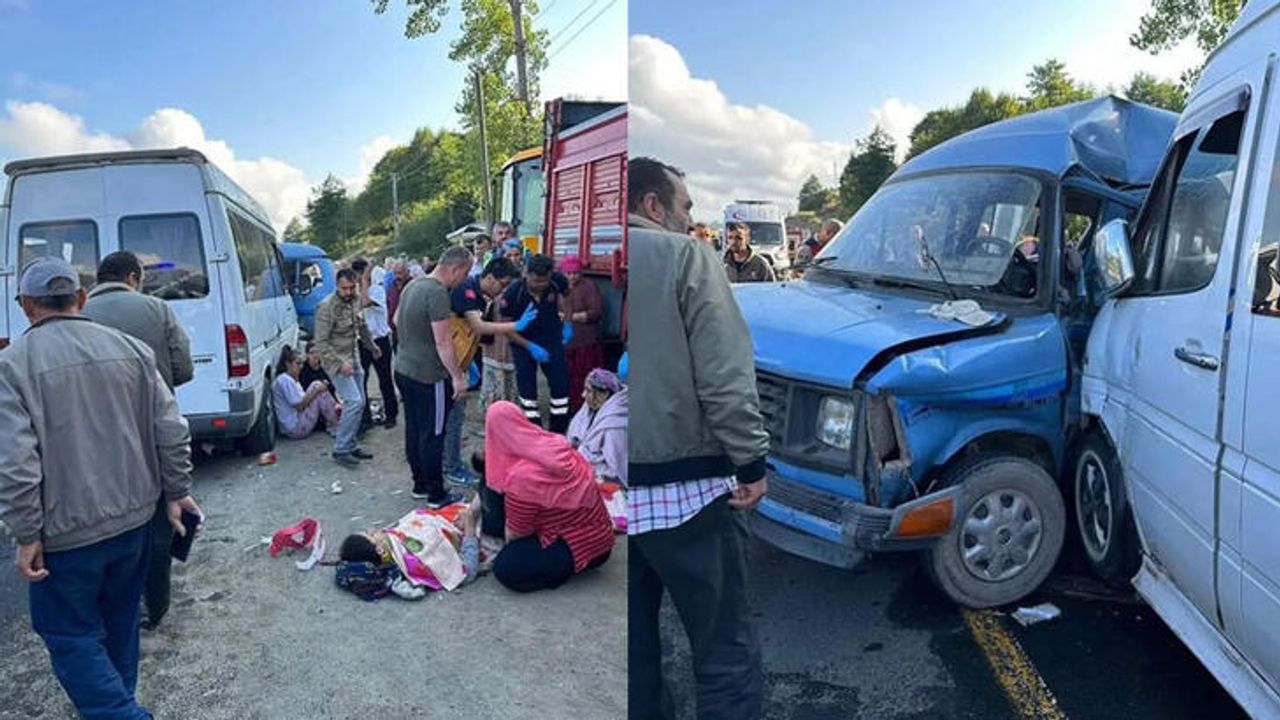 Fındık işçilerini taşıyan minibüsler çarpıştı: 15 yaralı