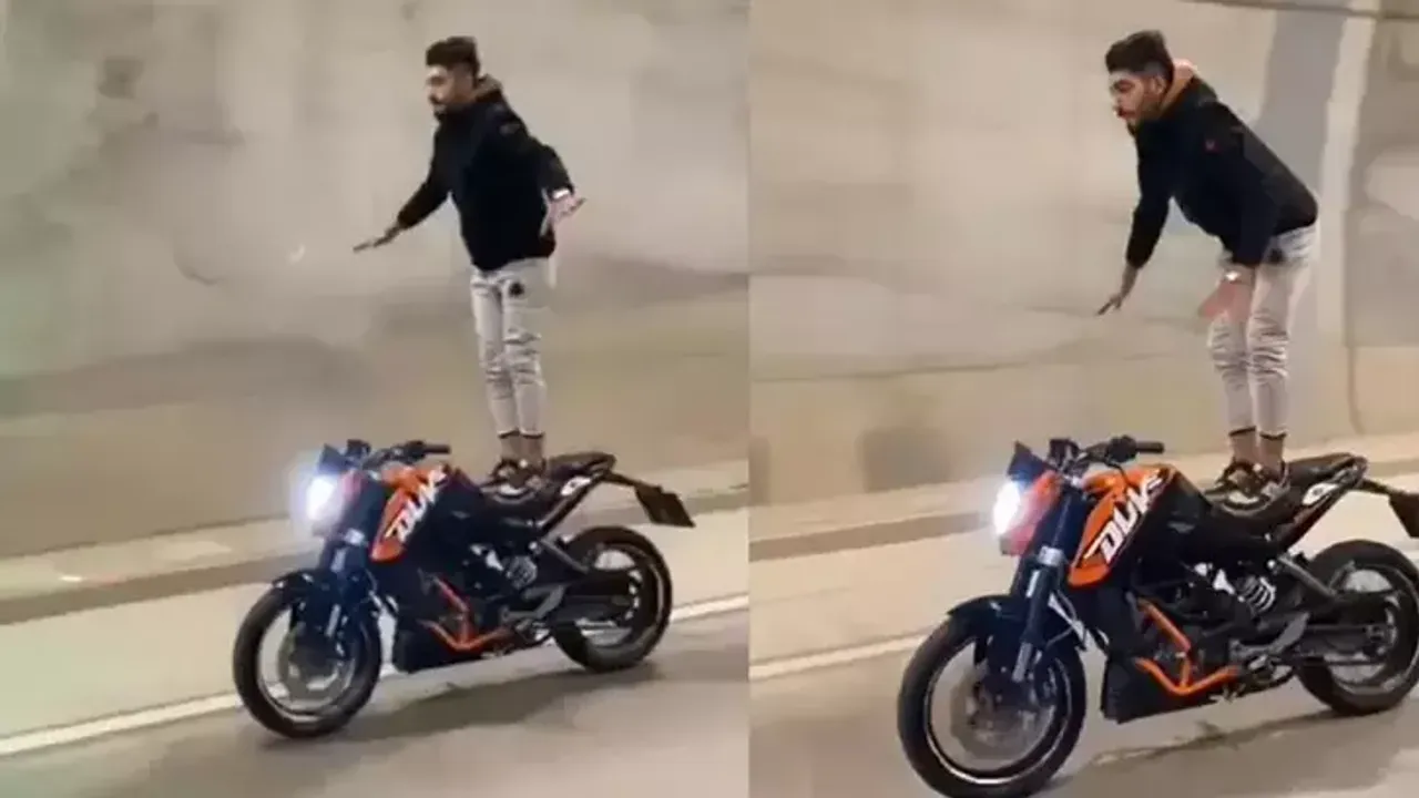 Motosiklette akrobatik hareketler yapan sürücüye ceza