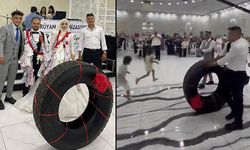 TIR şoförü damada arkadaşlarından araç lastiği
