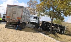 TIR, buğday yüklü kamyonete çarptı: 4 yaralı