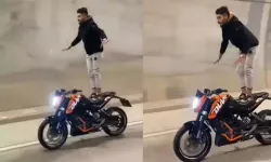 Motosiklette akrobatik hareketler yapan sürücüye ceza