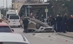 Takla atan otomobilden burnu bile kanamadan çıktı