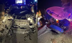 Tali yoldan çıkan traktörle çarpışan araç hurdaya döndü: 6 yaralı