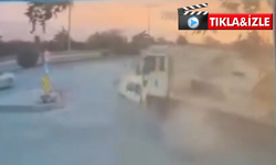 Kahramanmaraş'ta freni boşalan tır, otomobili böyle sürükledi