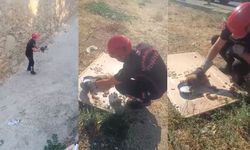 Kahramanmaraş’ta kanala düşen yavru köpek kurtarıldı