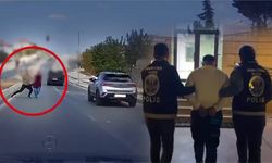 Trafikte bir sürücüye taşla saldıran kişi yakalandı