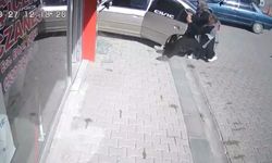 El freni çekilmeyen araç eczaneye girdi