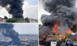 İş yerinde çıkan yangına müdahale ediliyor