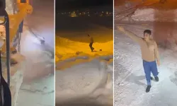 İş makinesi operatörü çocuğu kırmadı, evin önünü kardan temizleyip yolu açtı