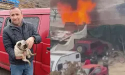 İş yerindeki yangında mahsur kalan yavru köpek kurtarıldı