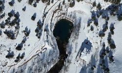 Kahramanmaraş'taki Yeşilgöz Gölü'nde kış manzarası havadan görüntülendi