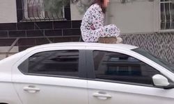 Sinir krizi geçiren kadın bir otomobilin üzerine çıkarak zıpladı: O anlar kamerada