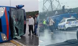 Cezaevi nakil aracı devrildi