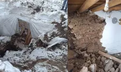 Heyelanda tek katlı ev toprak altında kaldı