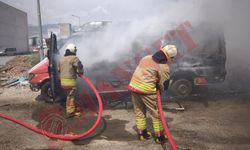 Kahramanmaraş’ta Ticari Araç Alev Alev Yandı