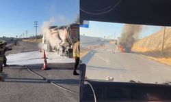 Kahramanmaraş İtfaiye ekiplerinden TIR yangınına anında müdahale