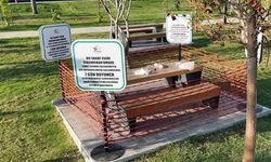 Kirli bırakılan ahşap oturma grubu sergileniyor