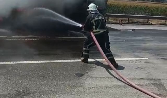 Kahramanmaraş'ta tır alev alev yandı