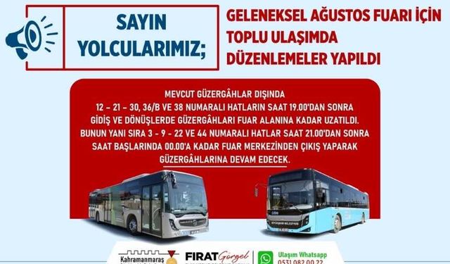 Geleneksel Ağustos Fuarı İçin Toplu Ulaşımda Düzenlemeler Yapıldı