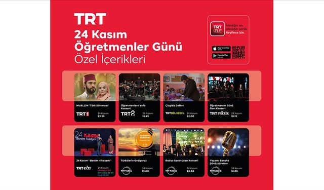 TRT'den "24 Kasım Öğretmenler Günü"ne özel içerikler