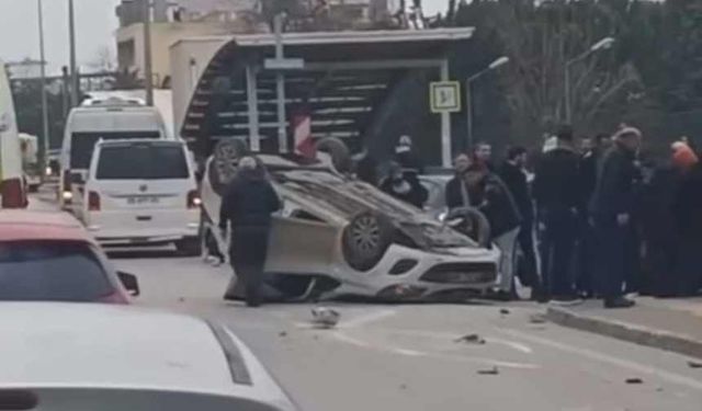 Takla atan otomobilden burnu bile kanamadan çıktı