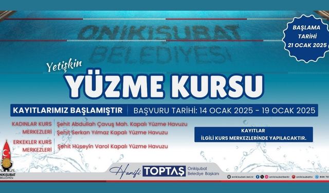 Onikişubat Belediyesi'nden yetişkinlere yüzme kursu fırsatı