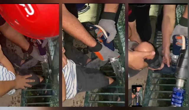 Kahramanmaraş'ta küçük çocuk bacağını mazgala sıkıştırdı
