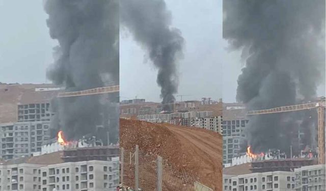 Kahramanmaraş’ta TOKİ İnşaatında Yangın Çıktı