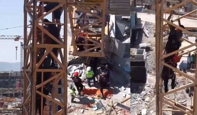 Kahramanmaraş’ta kule vinçte fenalaşan işçi kurtarıldı