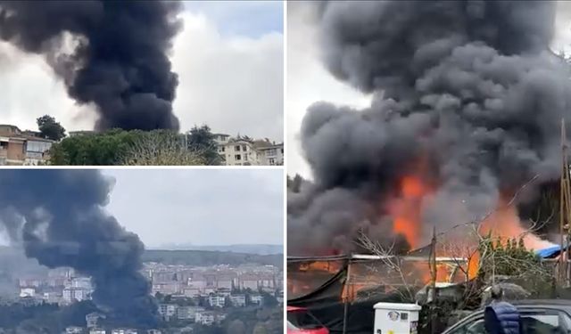 İş yerinde çıkan yangına müdahale ediliyor