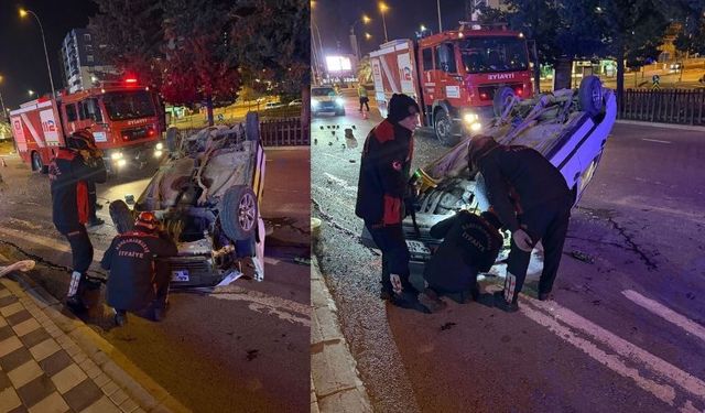 Kahramanmaraş'ta refüje çarpan araç takla attı: 1 yaralı