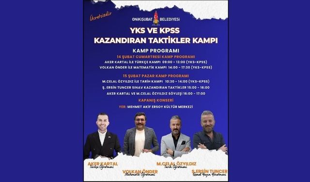 Onikişubat Belediyesi’nden YKS ve KPSS Adaylarına Büyük Destek