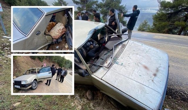 Kahramanmaraş’ta Kaya Parçası Otomobilin Üzerine Düştü: 4 Yaralı