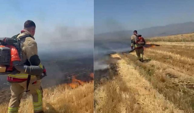 Kahramanmaraş'ta anız yangını büyümeden söndürüldü