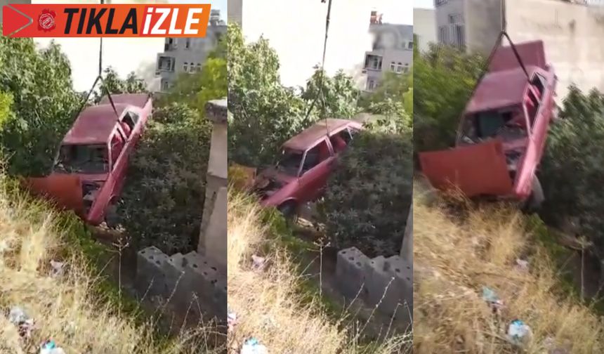 Kahramanmaraş'ta evin bahçesine devrilen otomobilin sürücüsü yaralandı