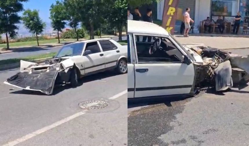 Kahramanmaraş’ta kontrolden çıkan otomobil refüje çarptı