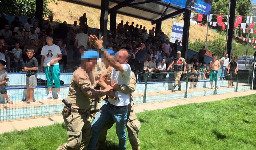 Güreş festivalinde gerginliğe jandarma müdahale etti