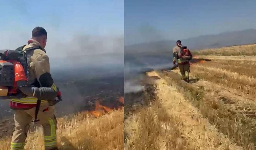 Kahramanmaraş'ta anız yangını büyümeden söndürüldü
