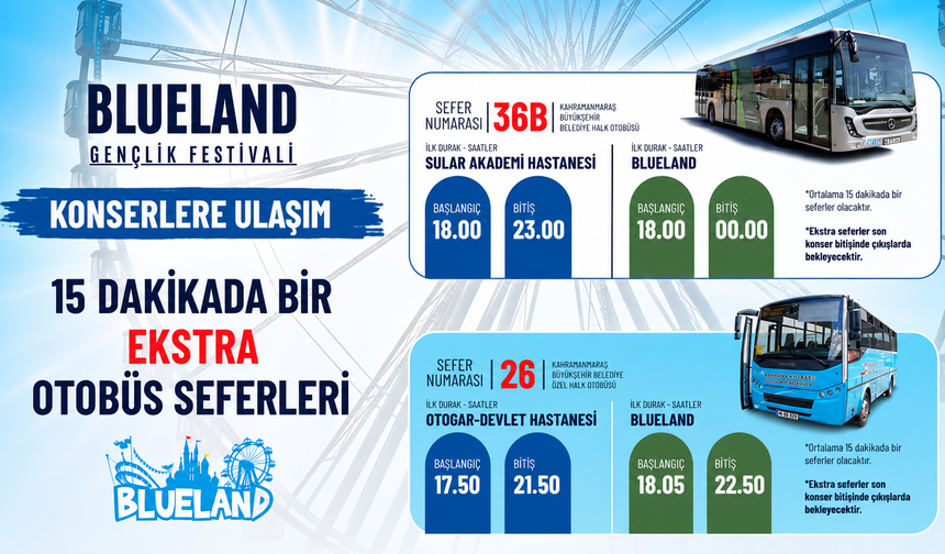 Blueland Gençlik Festivali İçin Otobüs Seferleri Artırıldı
