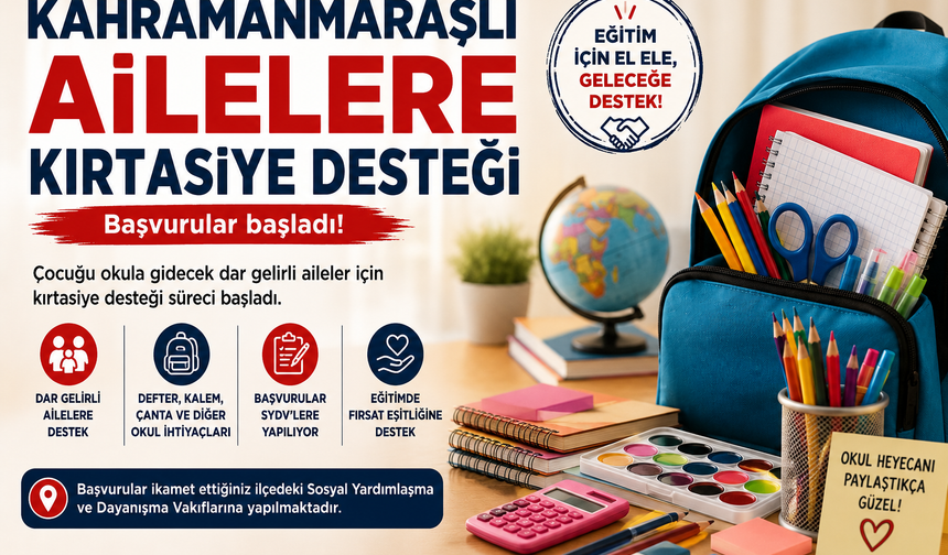 Kahramanmaraşlı Ailelere Kırtasiye Desteği