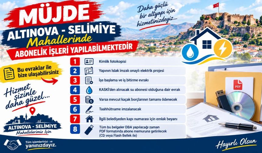 Selimiye ve Altınova’da Elektrik Aboneliği Başladı