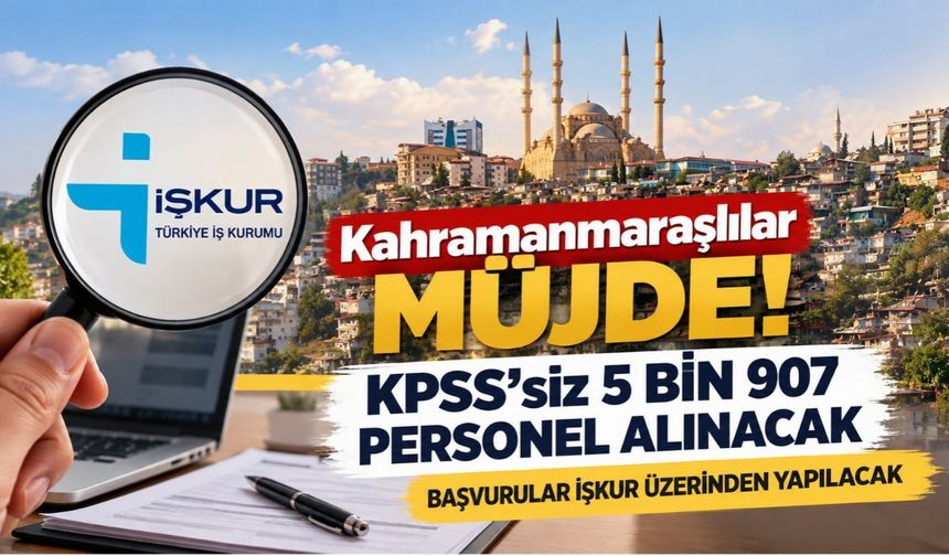 Kahramanmaraşlılar Müjde! KPSS’siz 5 Bin 907 Personel Alınacak