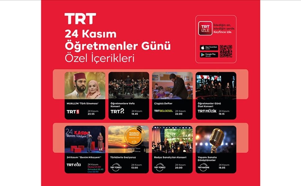 TRT'den "24 Kasım Öğretmenler Günü"ne özel içerikler