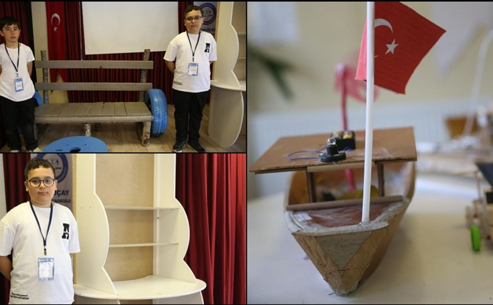 Atık malzemeler köy okulu öğrencilerinin eliyle hayat buldu