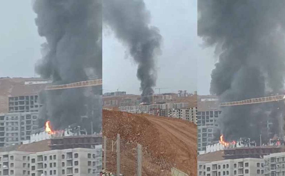 Kahramanmaraş’ta TOKİ İnşaatında Yangın Çıktı