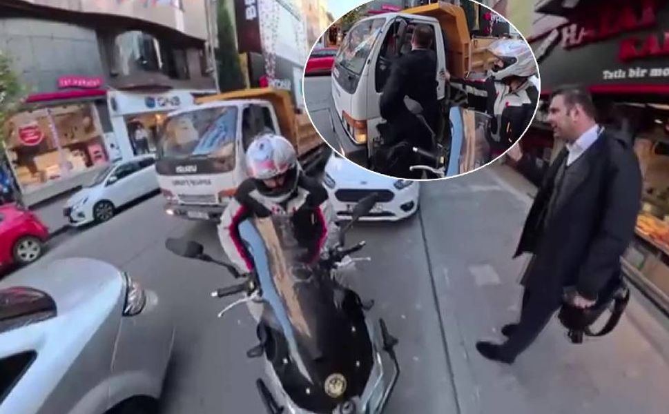 Kornaya basan sürücüyü önce uyardı sonra darbetti