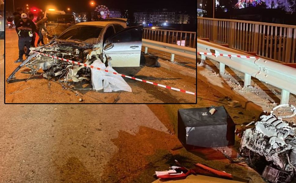 Kazada motoru yerinden fırlayan otomobilin sürücüsü ağır yaralandı