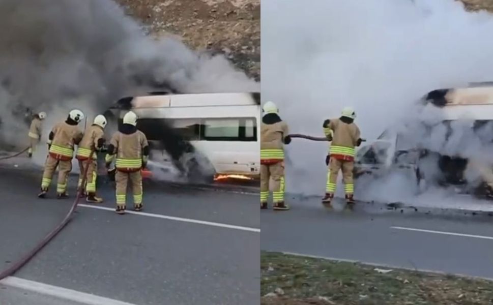 Dulkadiroğlu’nda araç yangını itfaiye tarafından söndürüldü