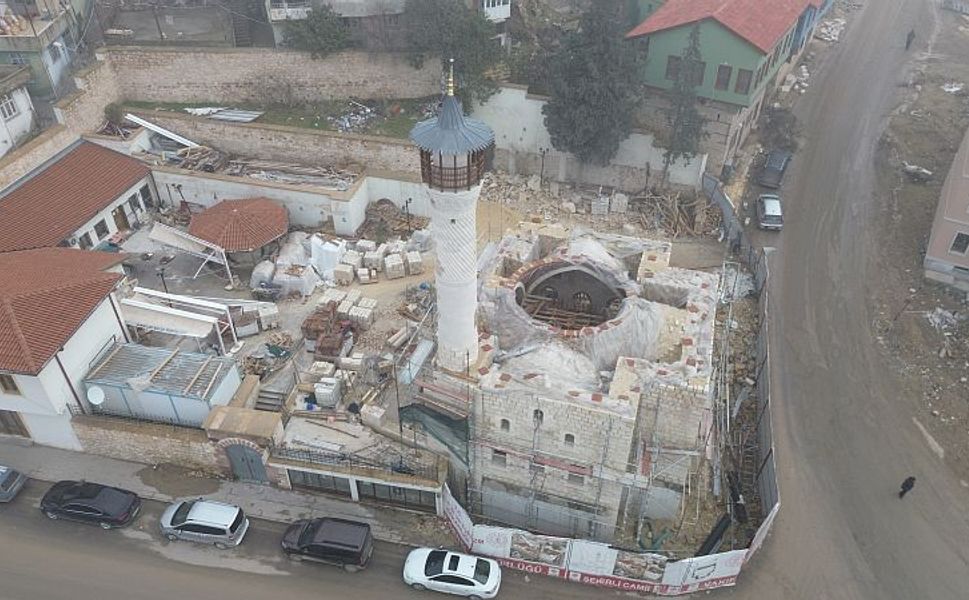 Tarihi Şekerli Camisi’nin son hali havadan görüntülendi